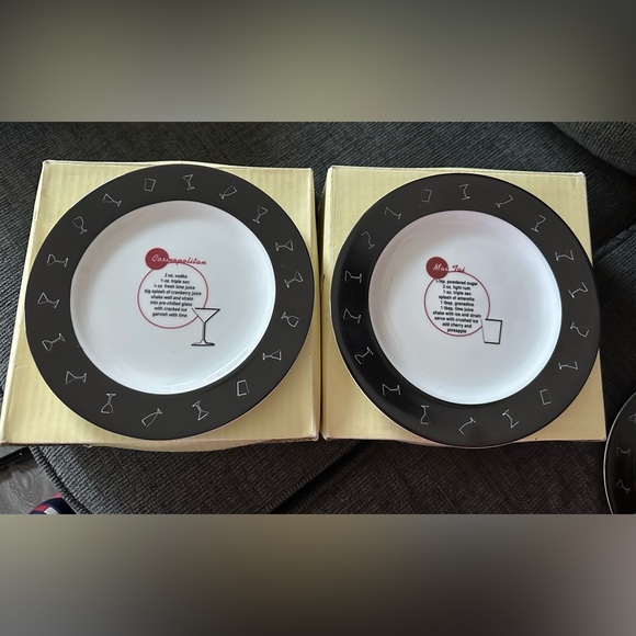 Pottery barn Cocktail Recipe Plates - Black and White part of 30-90% off sale.